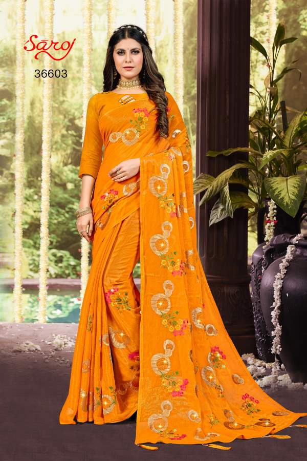 Saroj Ashwini Embroidery Festive Wear Wholesale Designer Sarees
